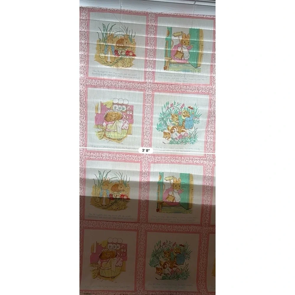 Vintage Beatrix Potter Cotton Fabric Panel Peter Rabbit Quilt